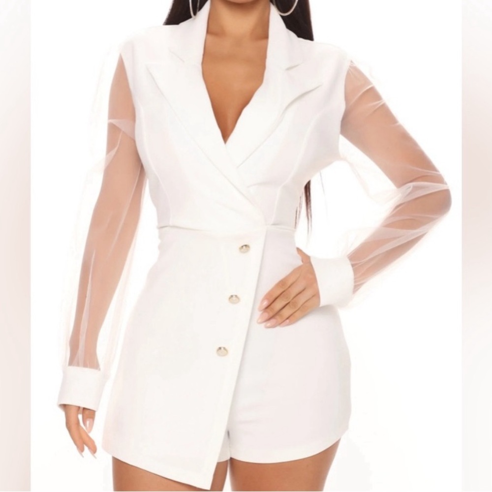 White Suit Romper with shorts